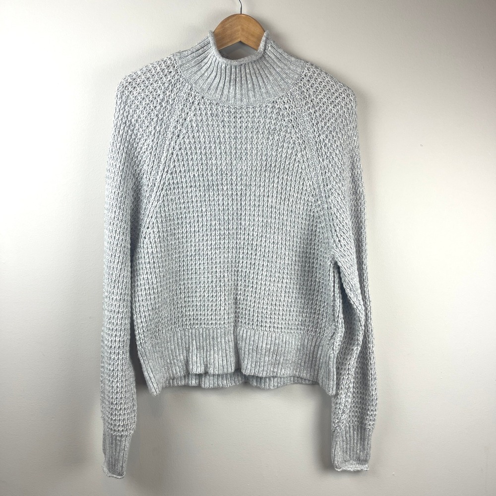 American Eagle Outfitters Light Gray Chunky Knit Turtleneck Sweater